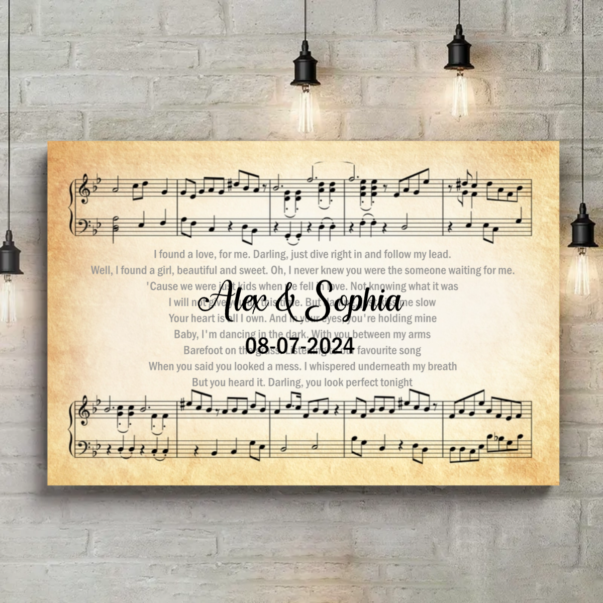 Personalized Song Lyrics Canvas: Custom Couple's Wall Art w/ Names & Date
