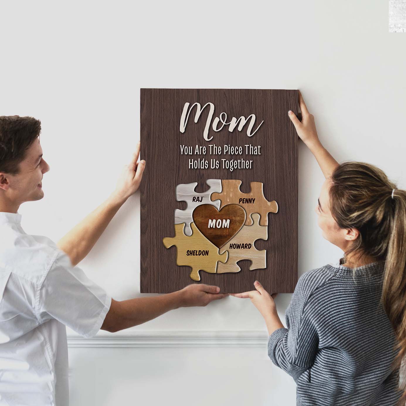 Personalized Mom Canvas: 'The Piece That Holds Us Together' Family Art
