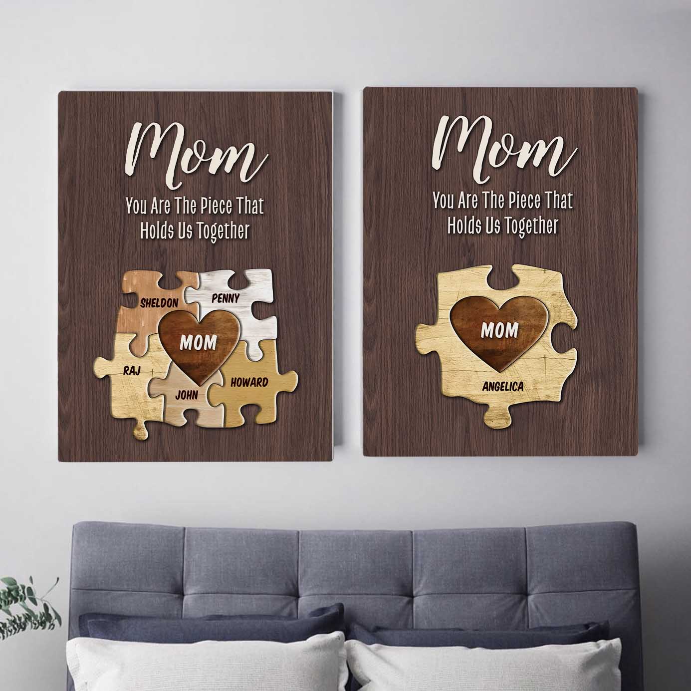 Personalized Mom Canvas: 'The Piece That Holds Us Together' Family Art