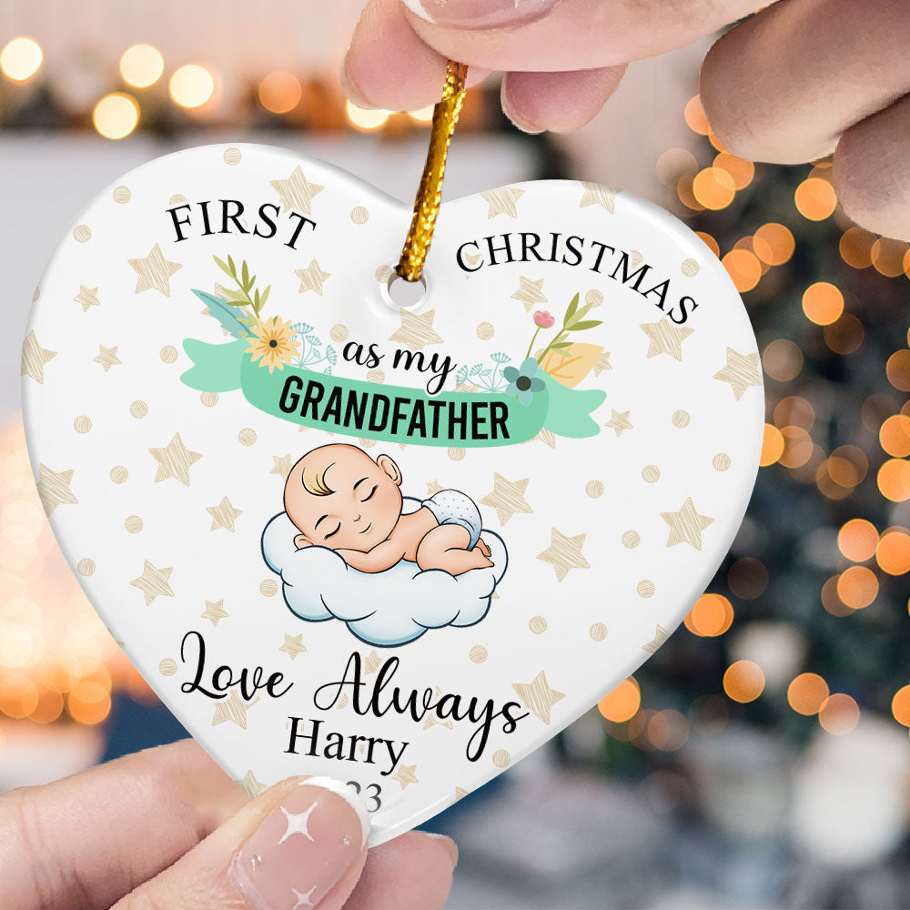 Personalized 'First Christmas as My Grandfather' Ceramic Ornament
