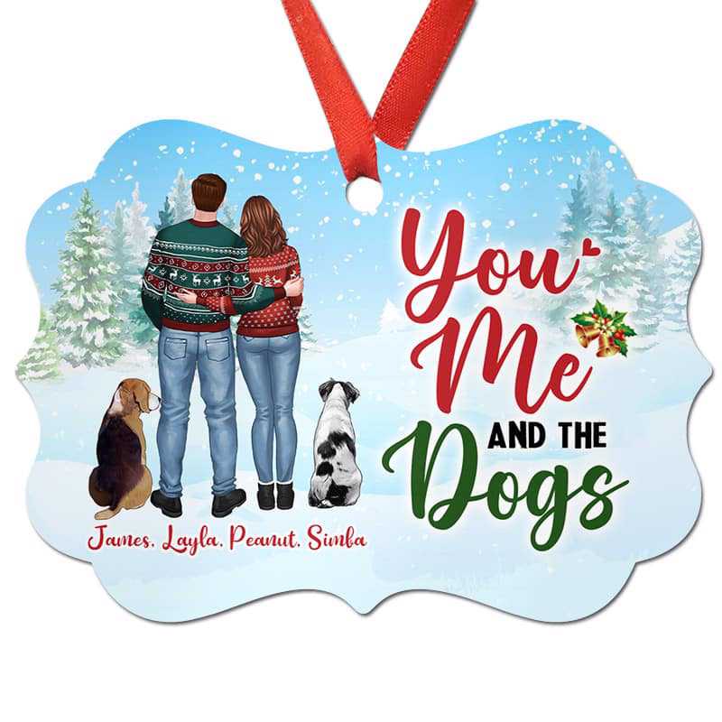 Personalized "You Me And The Dogs" Christmas Ornament for Couples