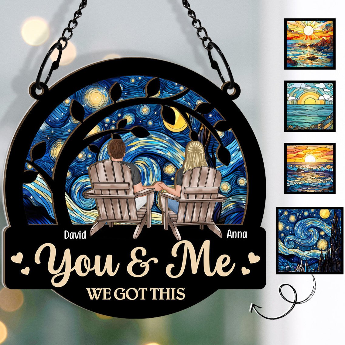 Personalized "You & Me We Got This" Couple Suncatcher Window Ornament