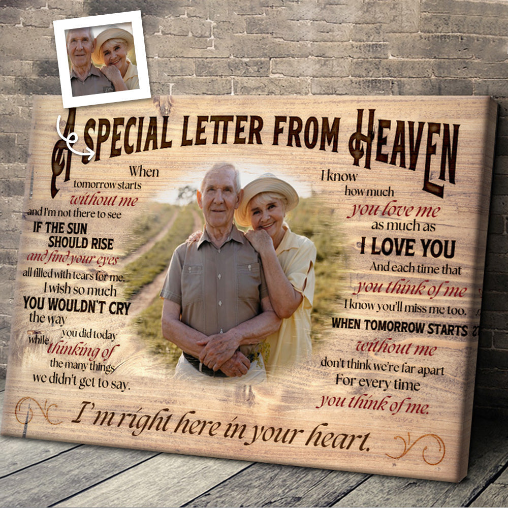 Personalized Memorial For Loved One Photo Canvas: "A Letter From Heaven" Comfort Gift