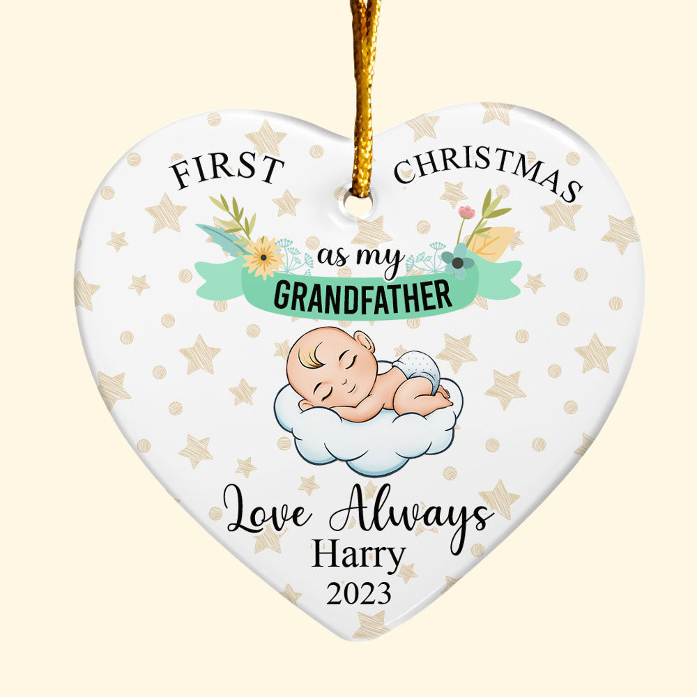 Personalized 'First Christmas as My Grandfather' Ceramic Ornament