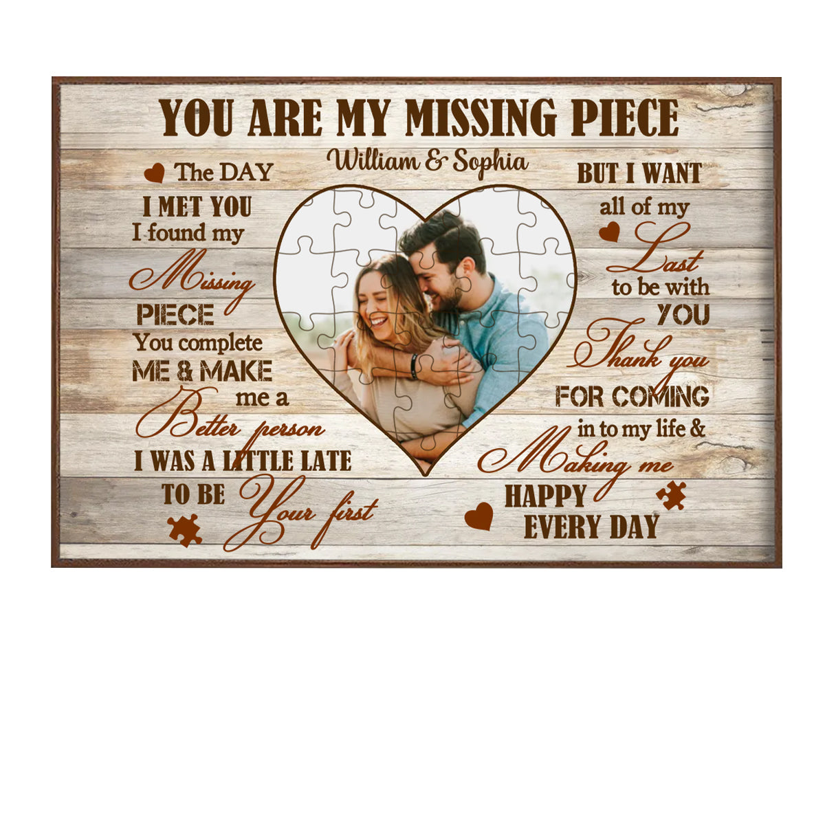 Personalized "Missing Piece" Photo Canvas for Couples - Heartfelt Anniversary Gift