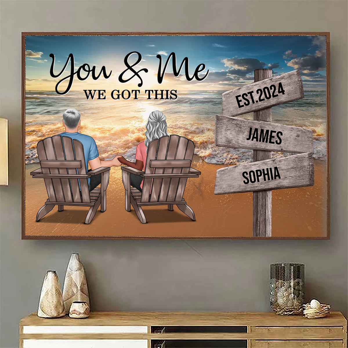 Heartfelt Personalized Couple Canvas / Poster - This is Us Beach Sunset Keepsake