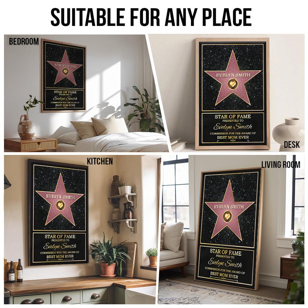 Custom 'Best Mom Ever' Star of Fame Canvas - Personalized Wall Art Gift