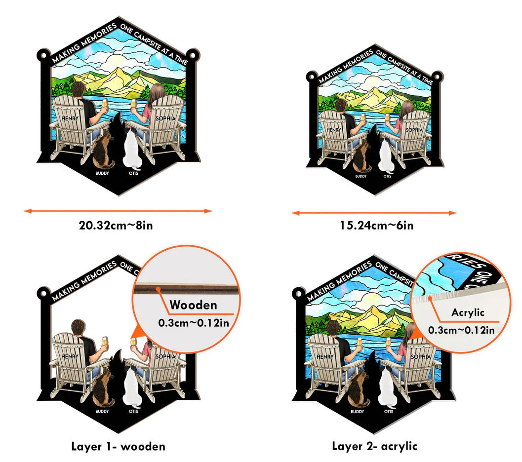 Personalized Camping Suncatcher for Couples & Dog Lovers - Making Memories