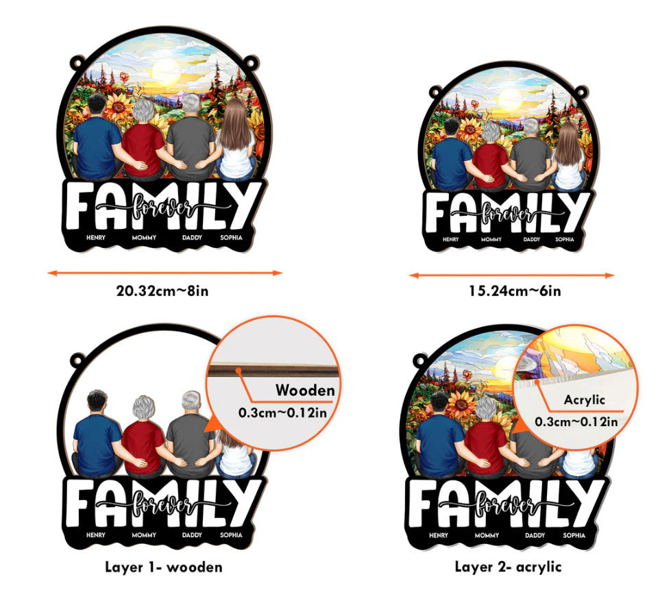 Heartfelt Personalized 'Family Forever' Suncatcher Ornament for Home