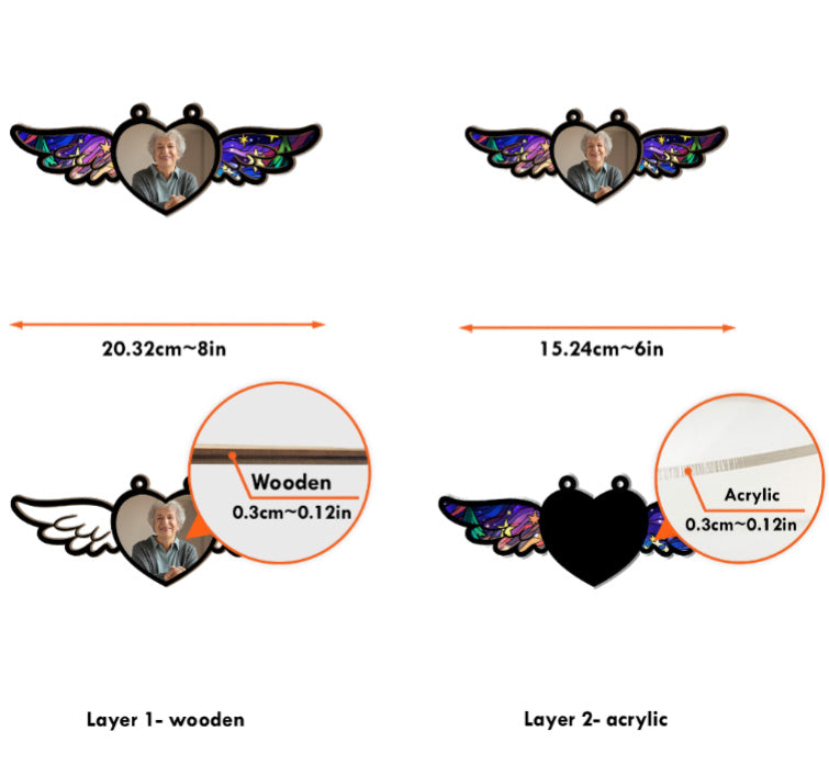 Personalized Memorial For Loved One Angel Wings Suncatcher - Custom Photo Remembrance Gift