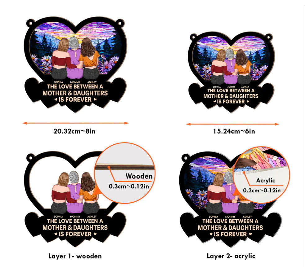 Personalized Mother Daughters Suncatcher: 'Love Is Forever' Keepsake Gift