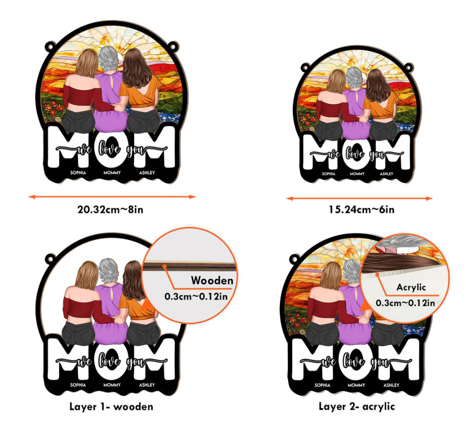 Heartfelt Personalized 'Mom We Love You' Suncatcher for Mother's Day