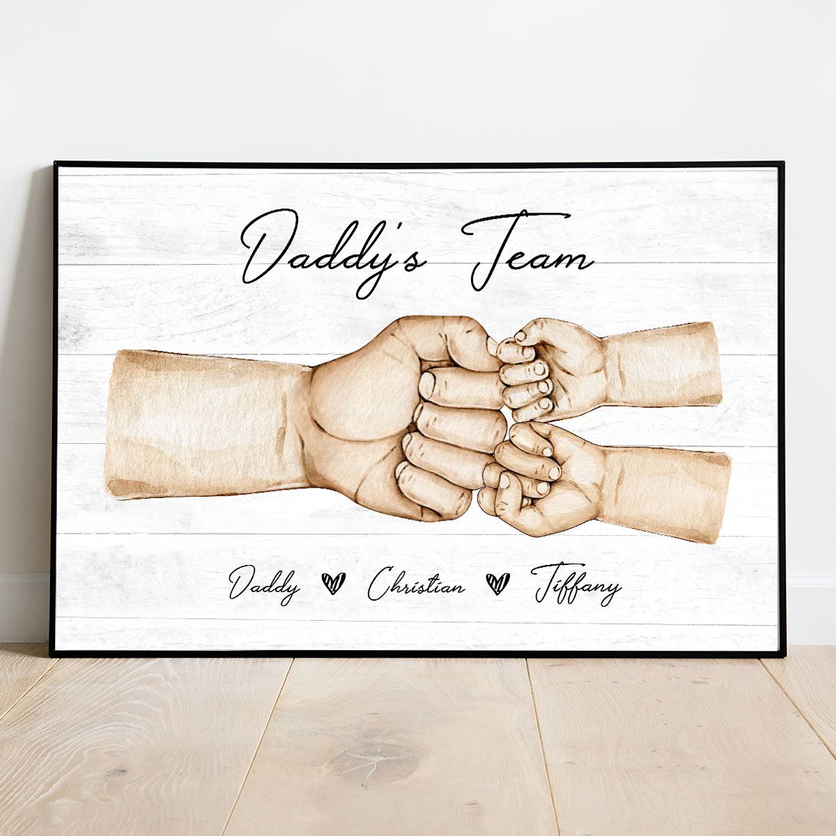 "Daddy's Team" Personalized Fist Bump Canvas for Dad & Family