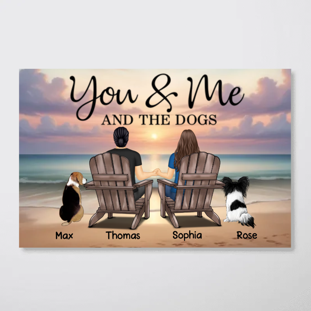 Custom 'You & Me And The Dogs' Canvas Gift for Dog Loving Couples