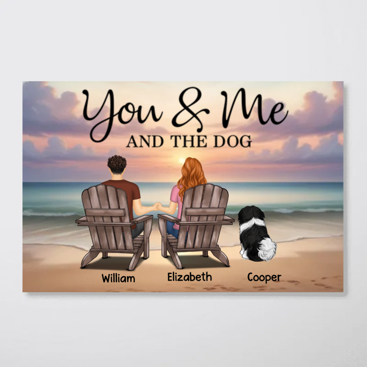 Custom 'You & Me And The Dogs' Canvas Gift for Dog Loving Couples