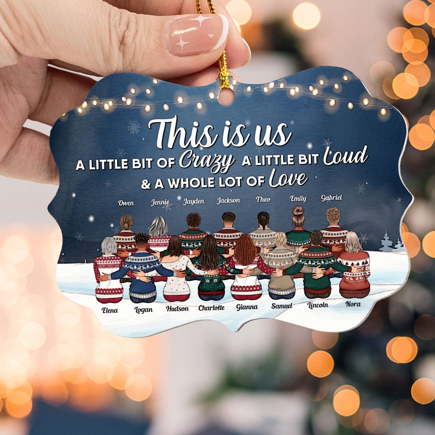 This Is Us: Crazy, Loud & Love" Personalized Family Christmas Ornament