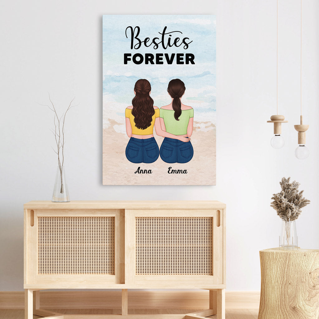 Custom Besties FOREVER Canvas Art for Best Friends - Personalized Wall Decor
