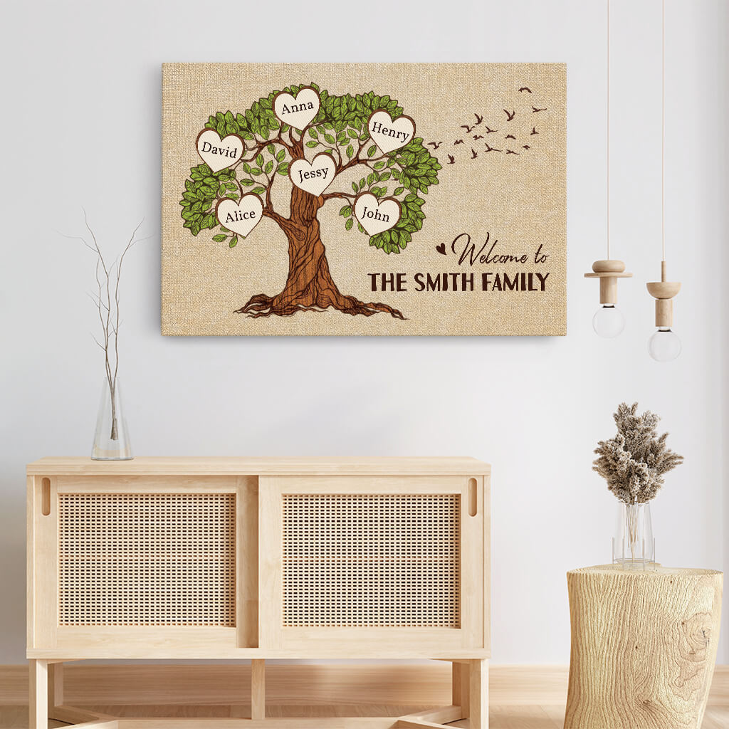 Personalized Family Tree Canvas: Welcome to Our Family Wall Art