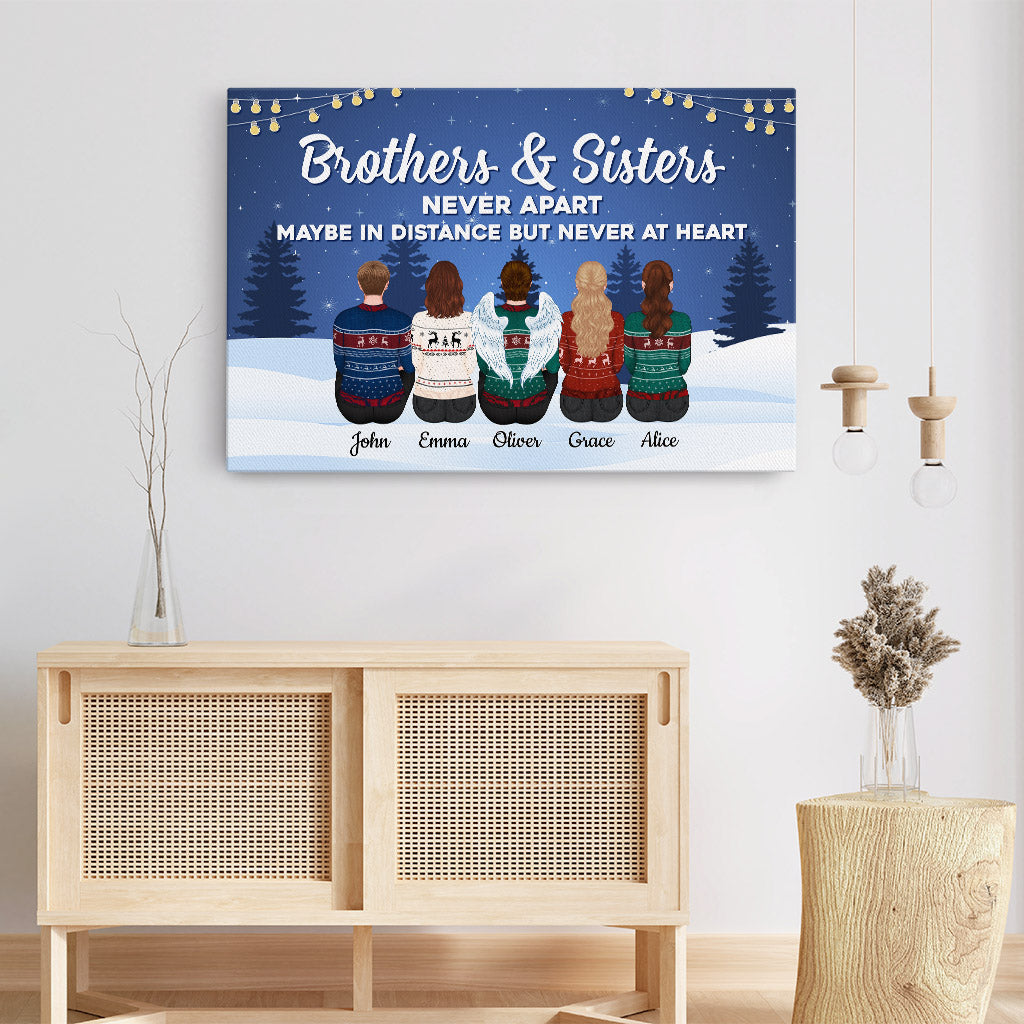 Personalized Brothers & Sisters Forever Love Canvas with Memorial For Loved One Angel Wings