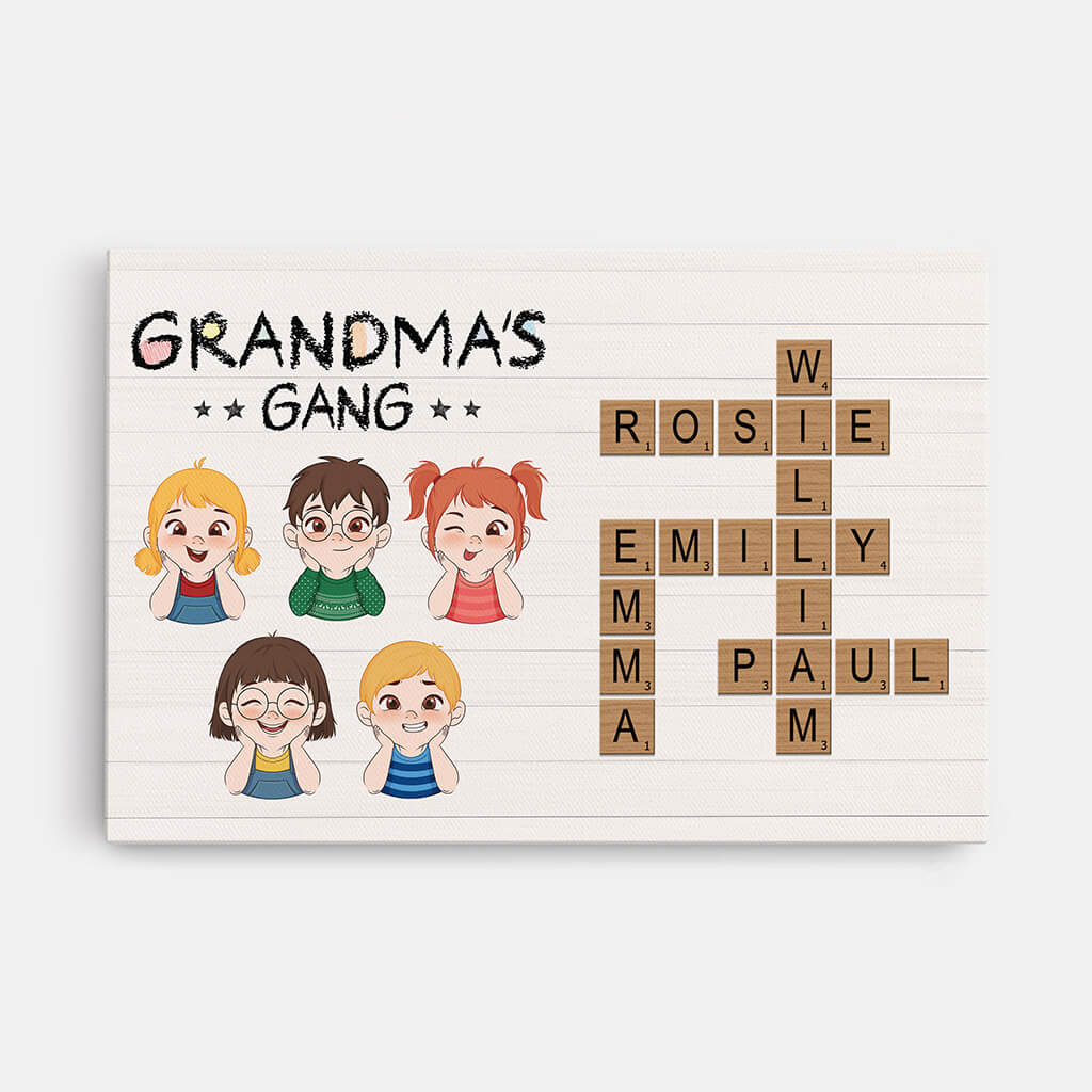 Personalized "Daddy's Gang" Canvas - Custom Family Name Crossword Wall Art