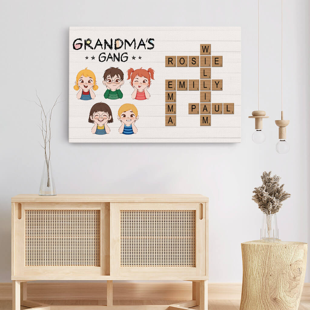 Personalized "Daddy's Gang" Canvas - Custom Family Name Crossword Wall Art