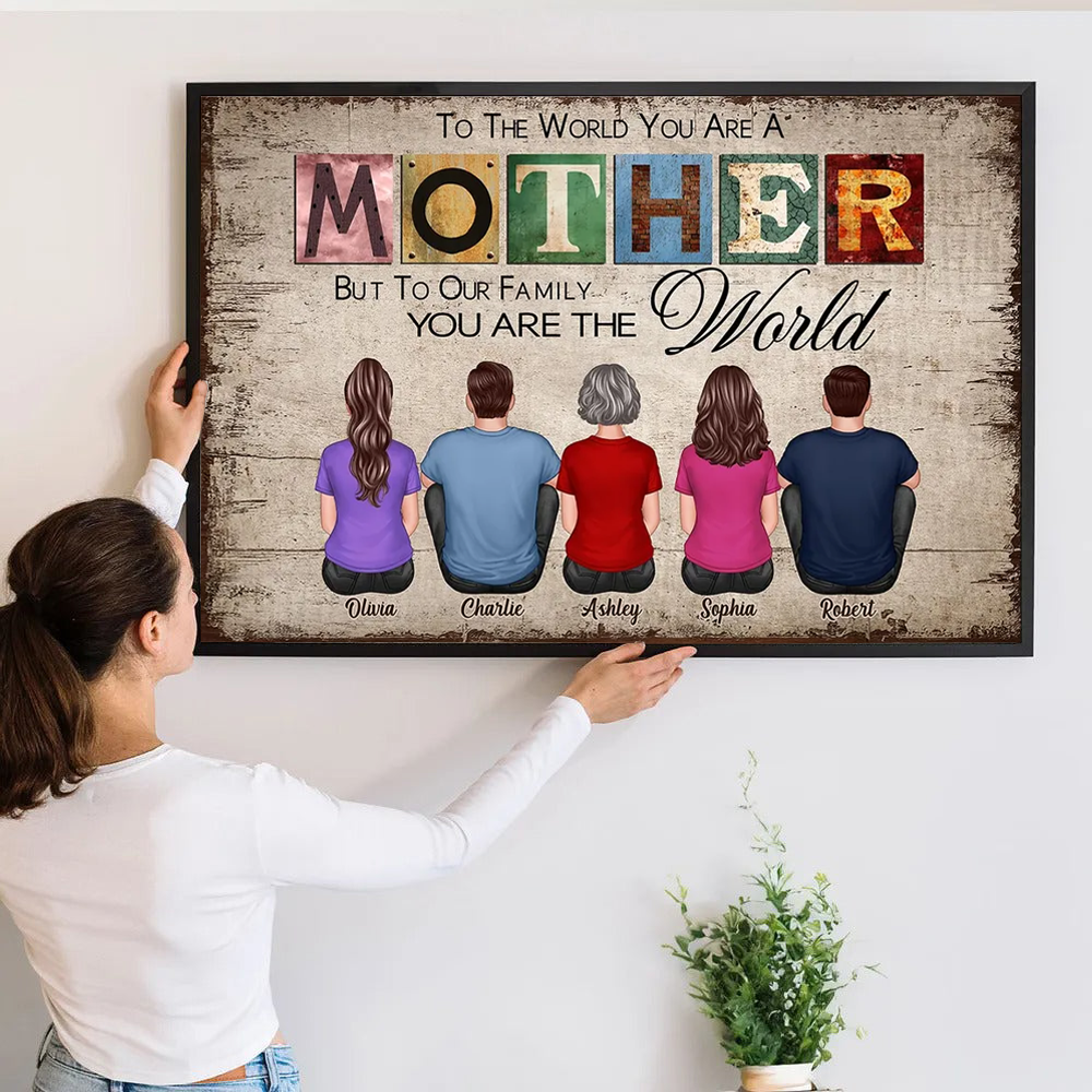 Heartfelt Personalized 'You Are The World' Family Canvas Gift for Mom