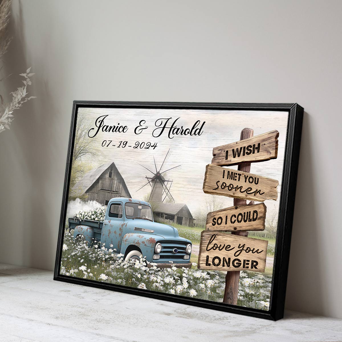 Personalized Couple Canvas / Poster: 'Together We Built A Life We Loved' Rustic Truck Wall Art