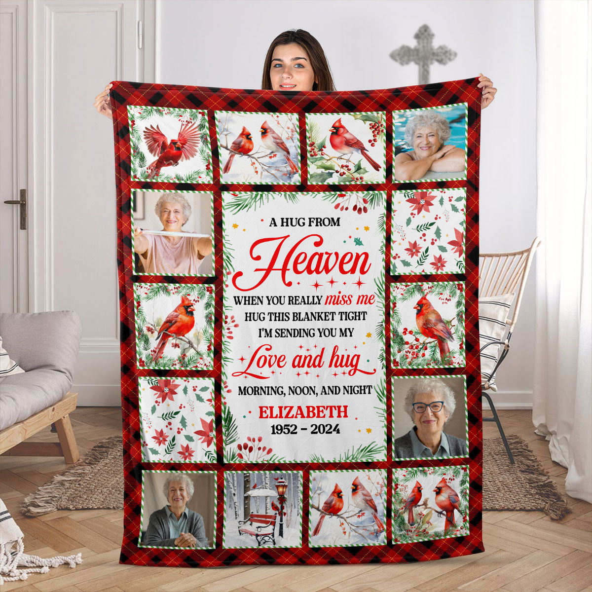 A Hug From Heaven - Personalized Cardinal Memorial Blanket