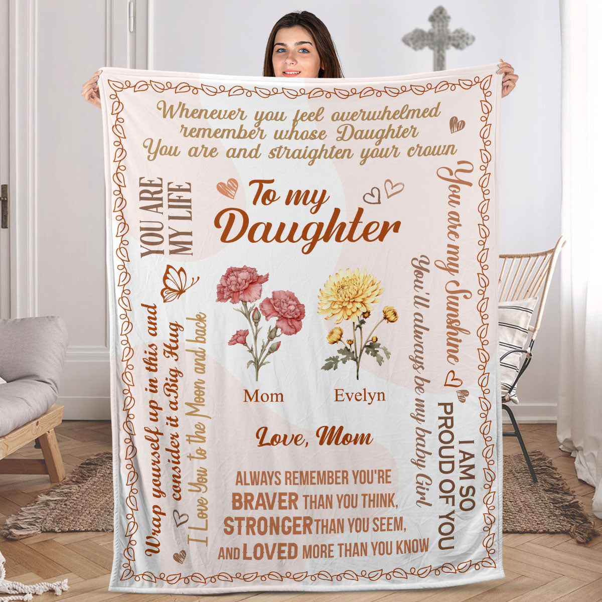 My Daughter, My Bloom - Personalized Birth Month Flower Blanket