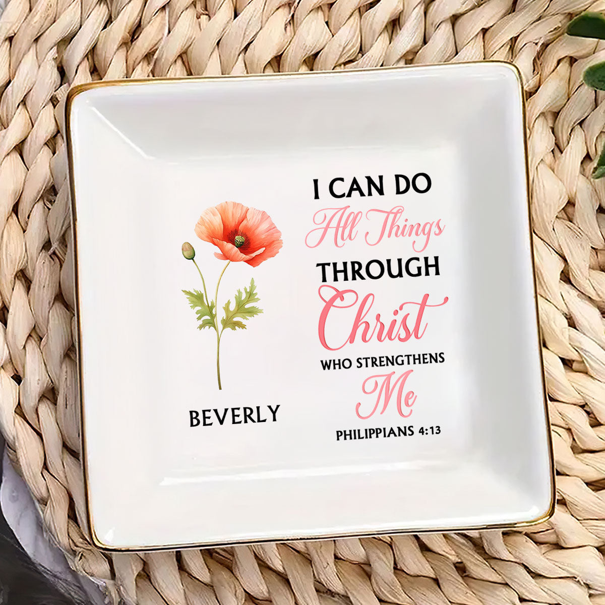 Personalized 'All Things Through Christ' Faith Jewelry Dish Gift