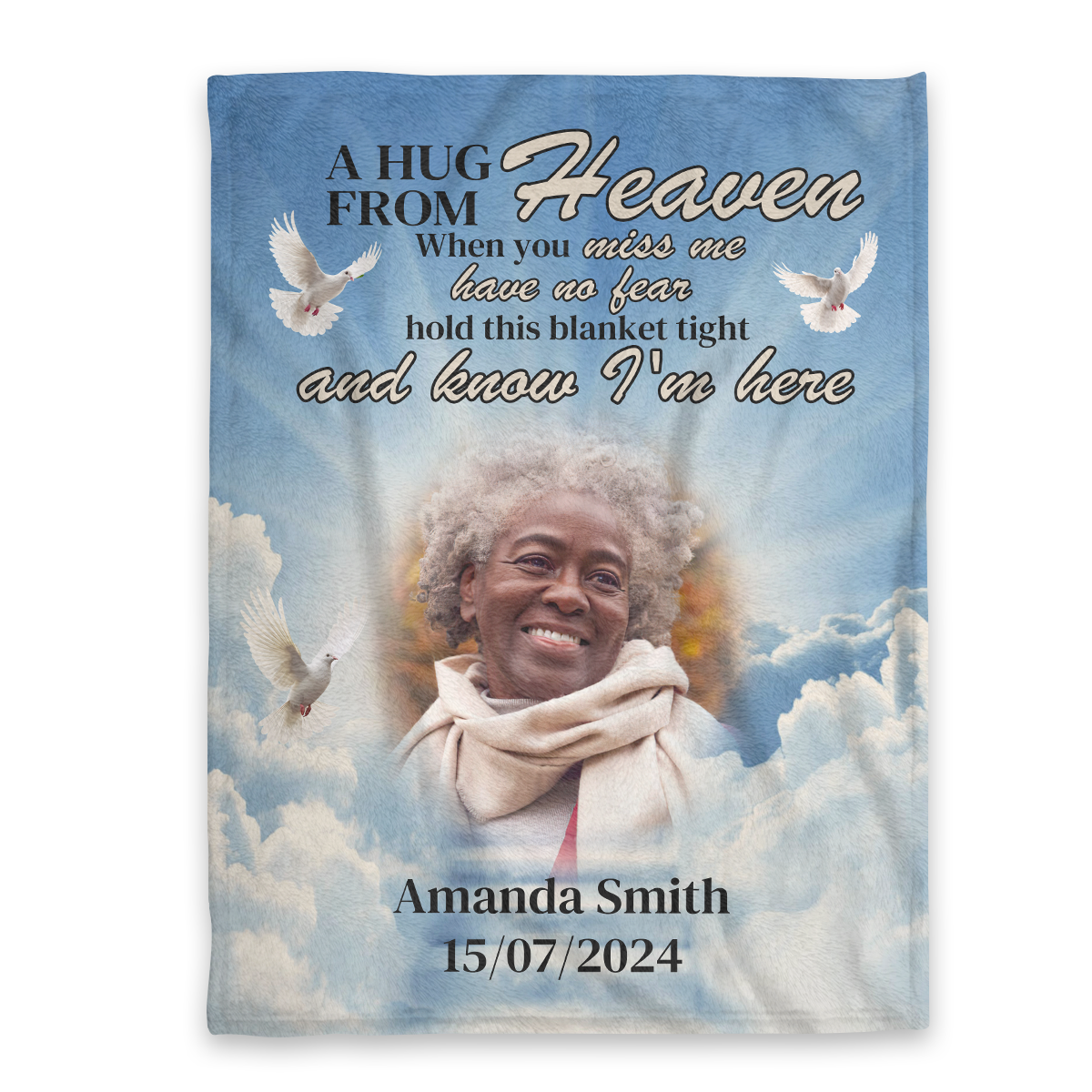 Heaven’s Embrace: ‘When You Miss Me, Have No Fear’ Personalized Blanket