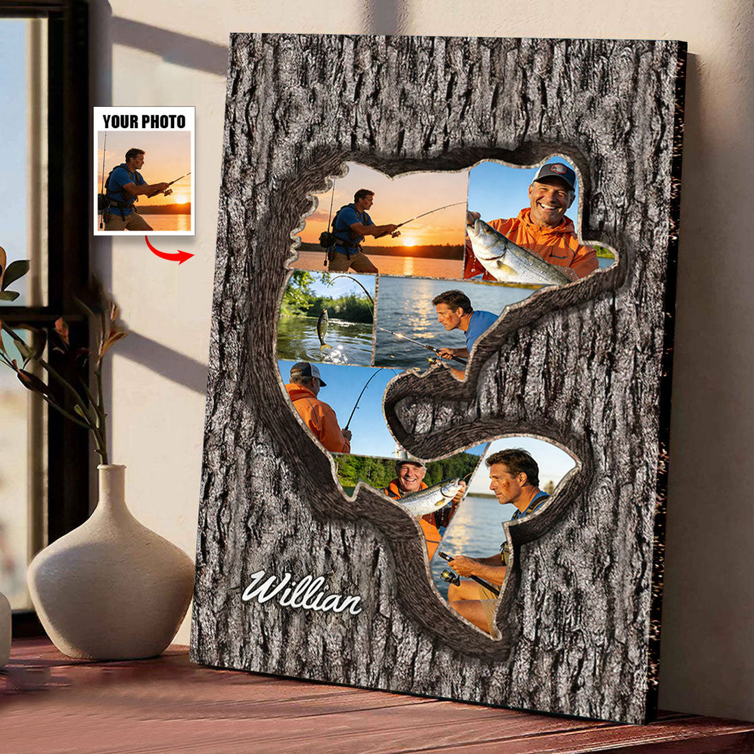 Personalized Fishing Photo Collage Poster / Canvas - Custom Father’s Day Gift for Dad