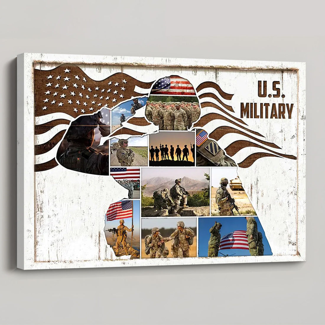 Personalized US Military Photo Collage Poster / Canvas - Gift for Veterans & Soldiers