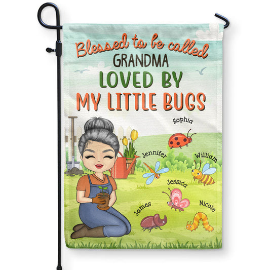 Heartfelt Personalized "Loved By My Little Bugs" Grandma Garden Flag