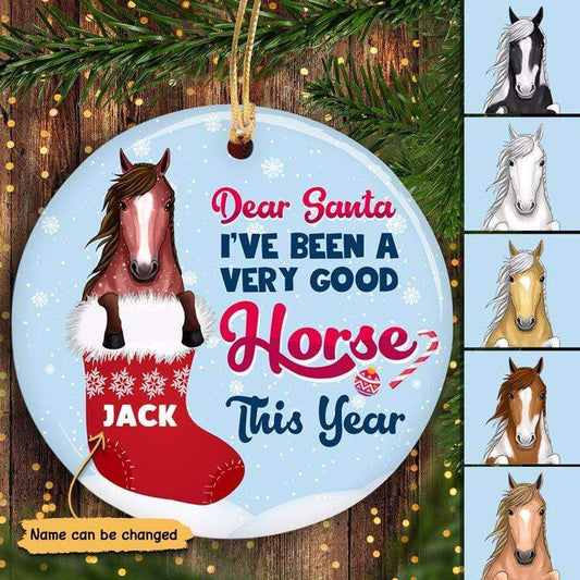 Personalized Christmas Horse Ornament: "Dear Santa, I've Been A Good Horse"