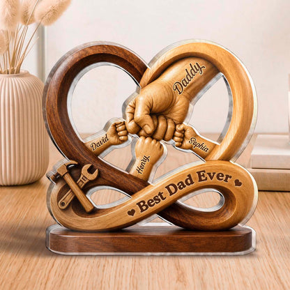 Personalized dad acrylic plaque with custom family fist bumps and tool design for Father's Day gift image 7
