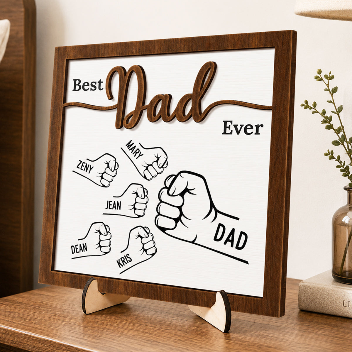 Plaque material and size view - Personalized Fist Bump Wooden Plaque