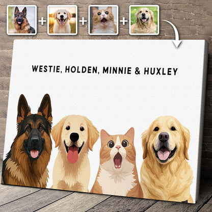 Personalized Customized Cute Art Style Of Your Fur Angels Canvas / Poster - Lovable Gift For Pet Lovers