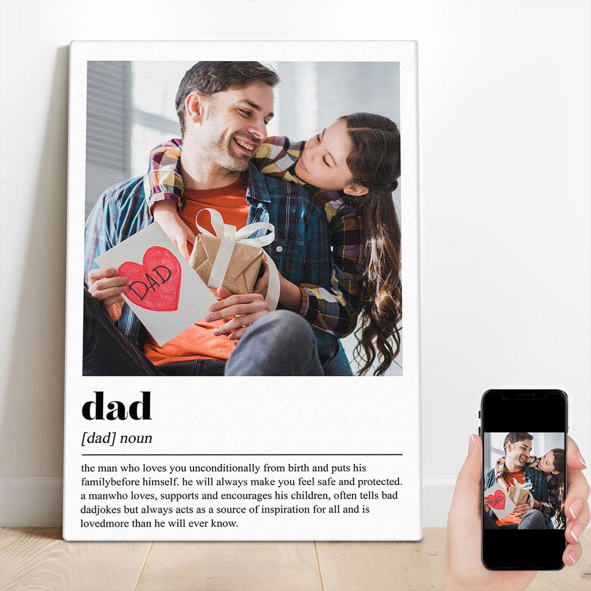 Dad Definition - Personalized Photo Canvas - Perfect Present for Dad Who Just Became a Father