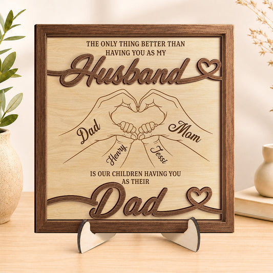 Personalized Husband And Dad Wooden Plaque for Husband with personalized design details for meaningful gifting