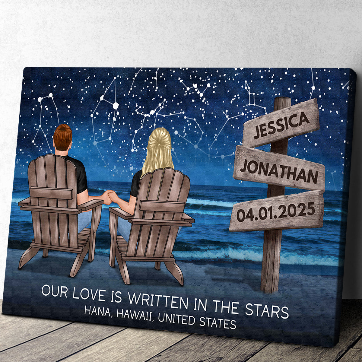 Personalized Customized Our Love Is Written In The Stars Canvas / Poster - Custom Gifts For Couple Anniversary