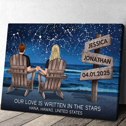 Personalized Customized Our Love Is Written In The Stars Canvas / Poster - Custom Gifts For Couple Anniversary