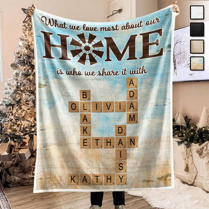 Home Is Who We Share Love With - Personalized Custom Family Customized Crossword Blanket