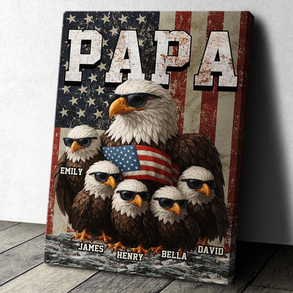 “The Eagle Gang” American Patriotic Canvas / Poster - Personalized Gift for Dad