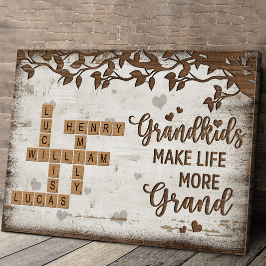 Grandkids Make Life More Grand - Personalized Crossword Canvas / Poster
