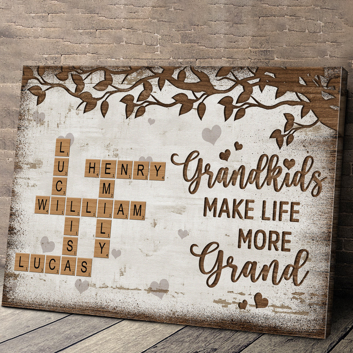 Grandkids Make Life More Grand - Personalized Crossword Canvas / Poster