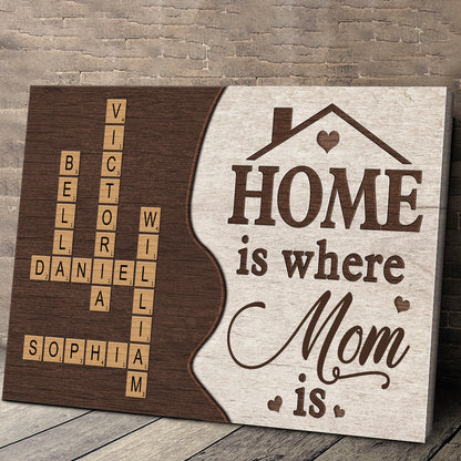 Home Is Where Grandma Is - Personalized Custom Family Crossword Canvas / Poster