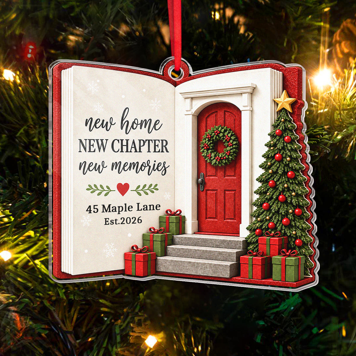 New Home New Chapter Christmas - Personalized Acrylic Ornament for New Homeowners