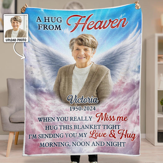 A Hug From Heaven - Personalized Custom Photo Blanket