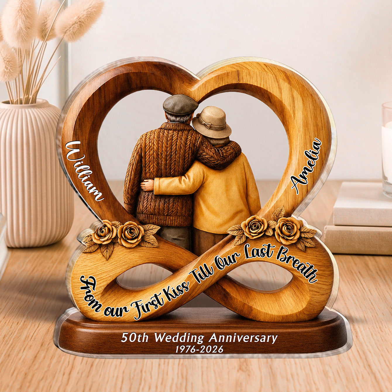 Plaque material and size view - Custom Couple Anniversary Plaque